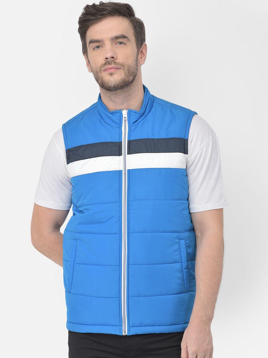canary london men blue white striped puffer jacket