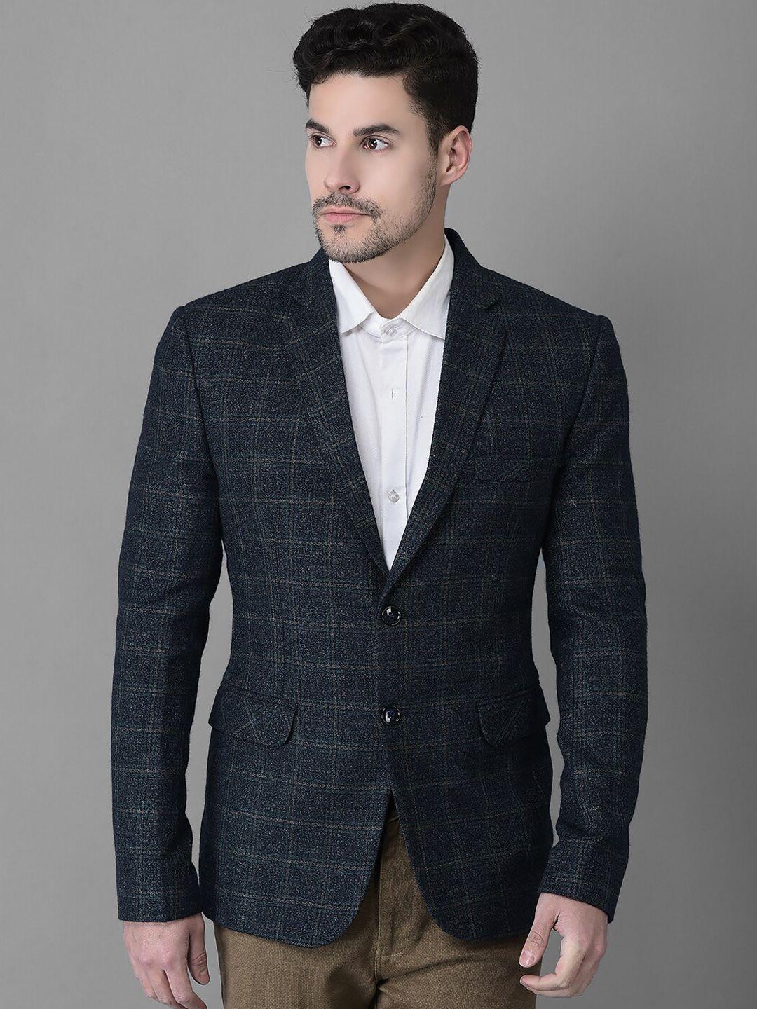 canary london men checked pure wool slim-fit blazer