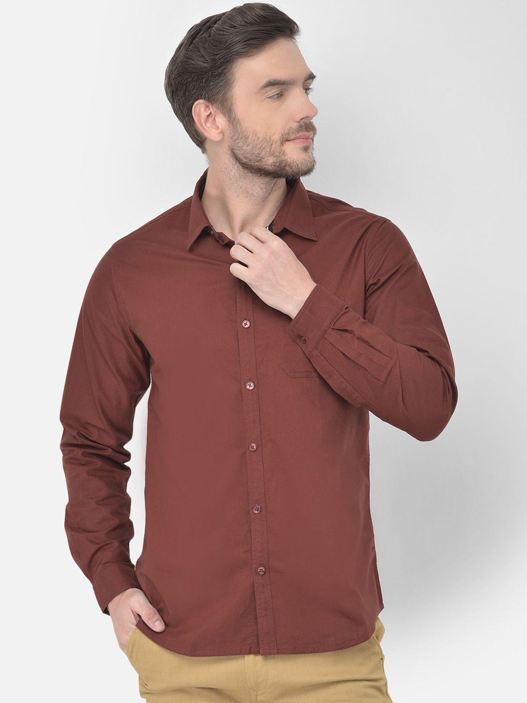 canary london men maroon slim fit opaque casual shirt