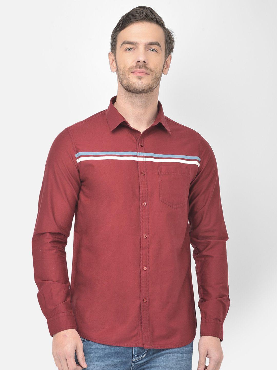 canary london men maroon smart slim fit casual shirt