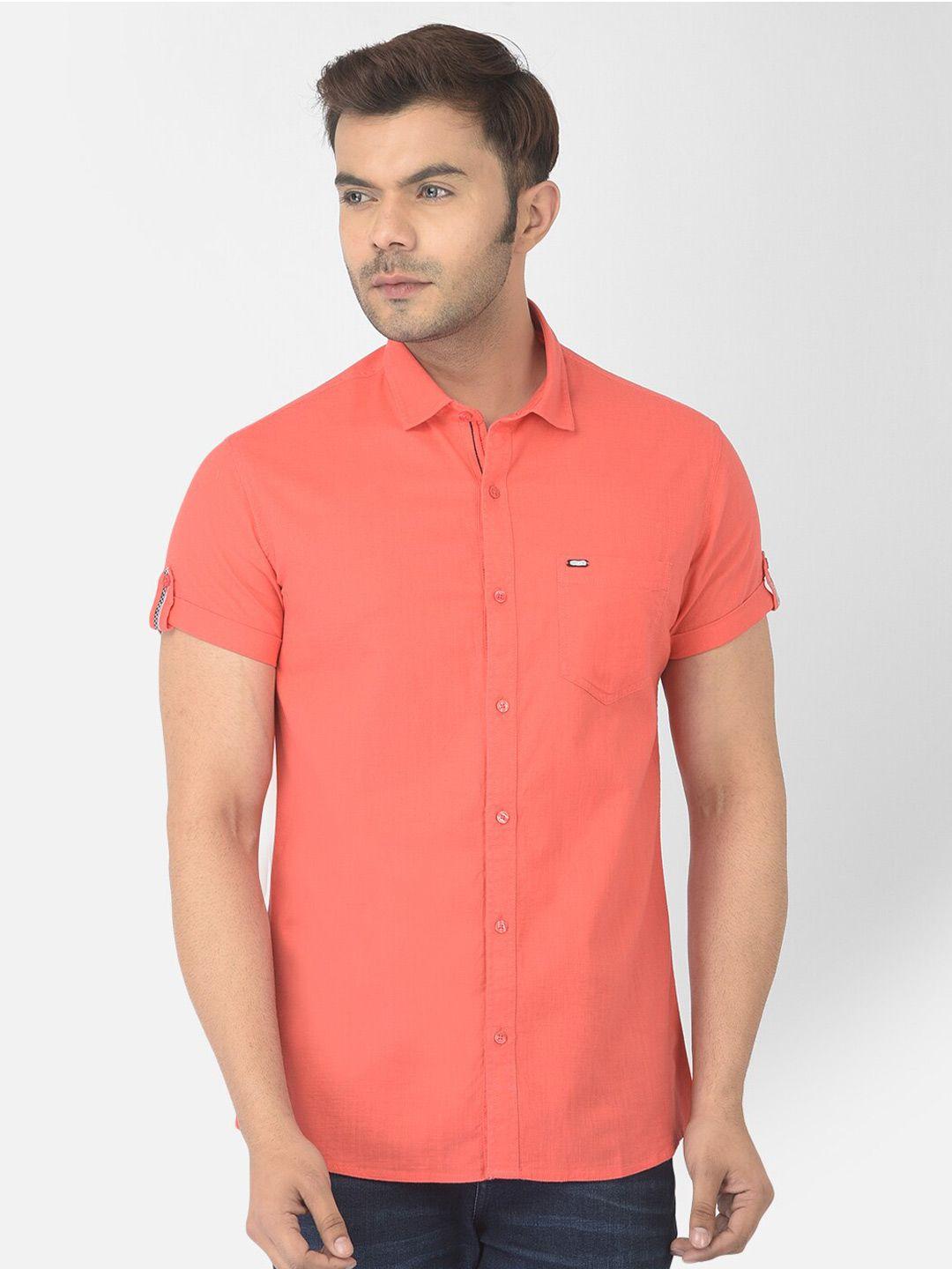 canary london men orange smart slim fit casual shirt