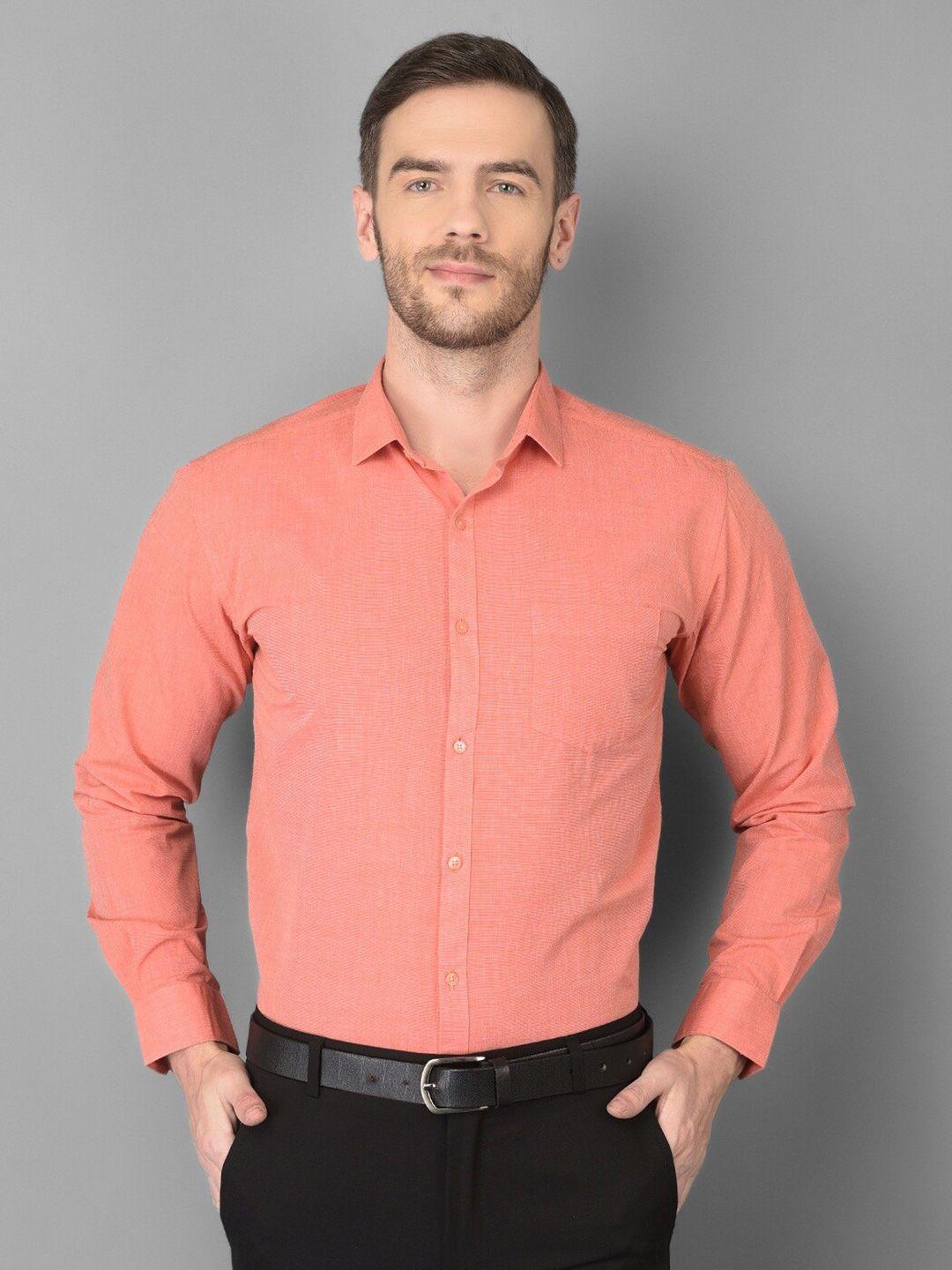 canary london men orange smart slim fit formal shirt