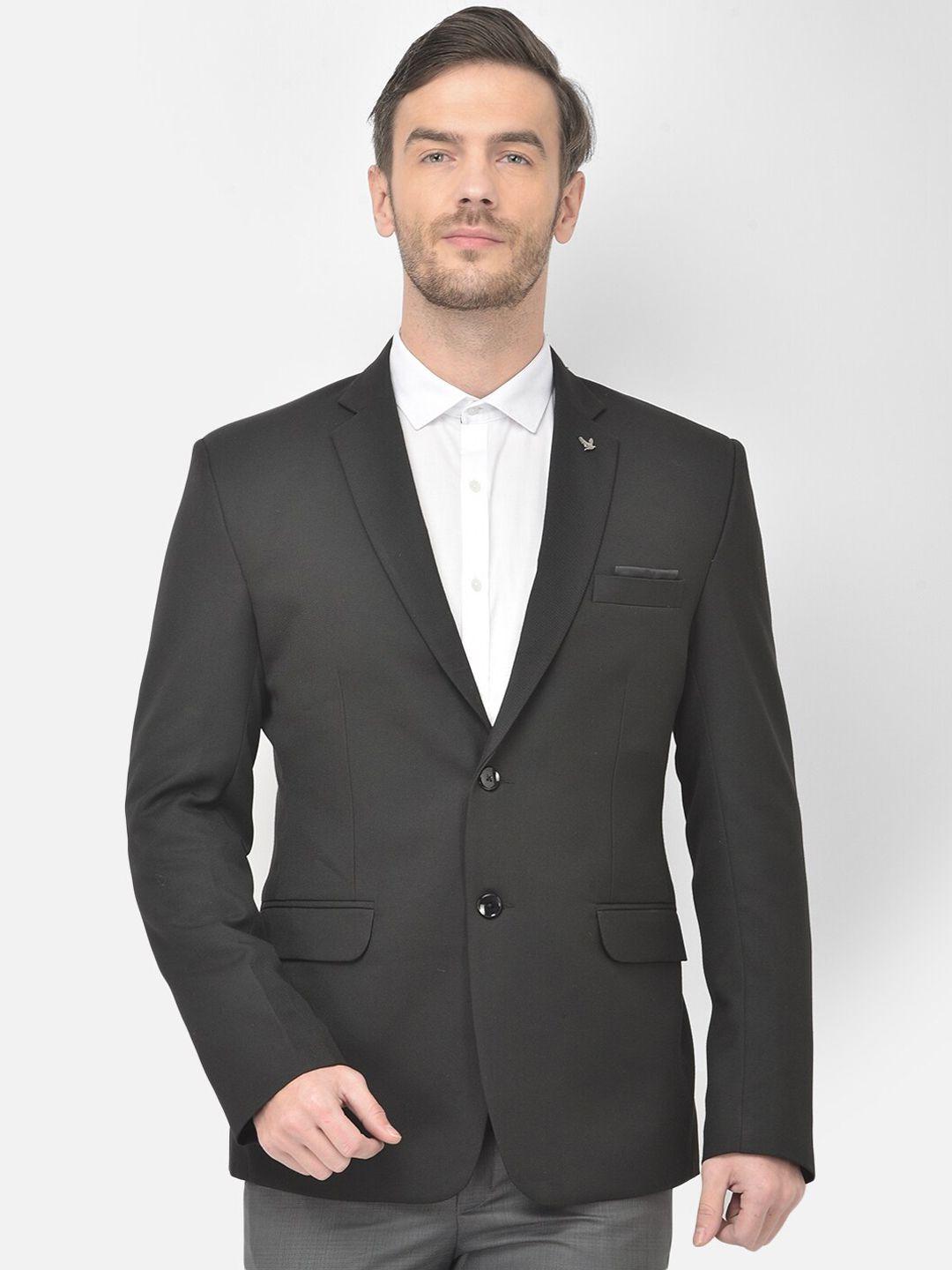 canary london men solid black slim-fit single-breasted blazers