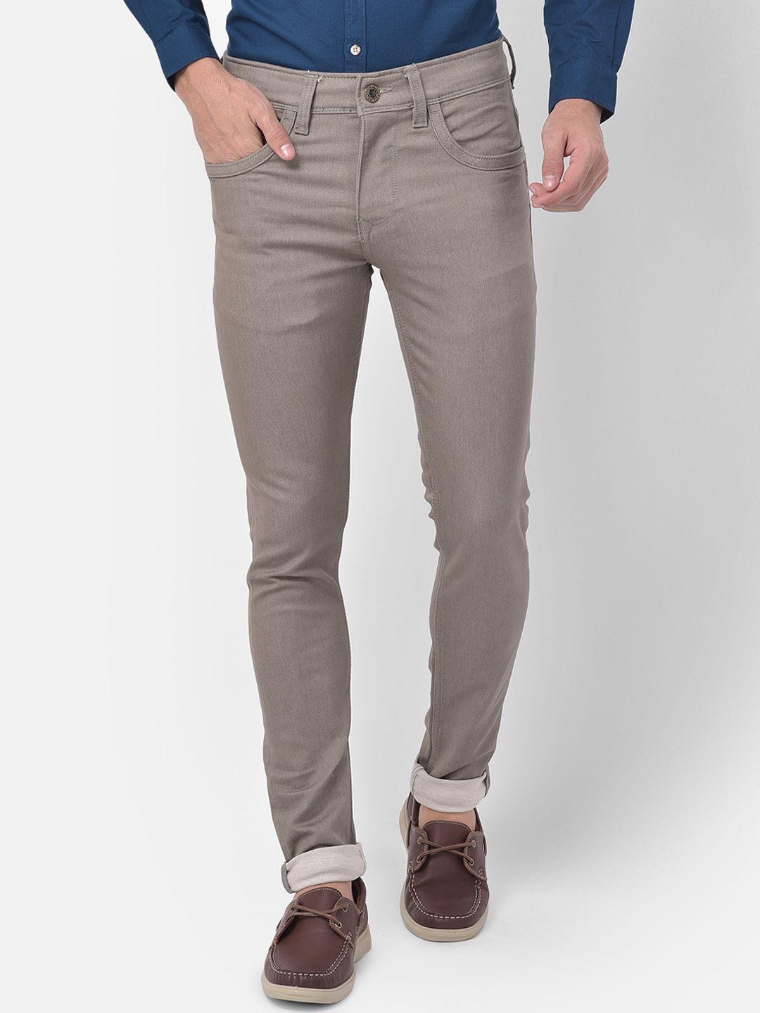 canary london men taupe skinny fit low-rise jeans