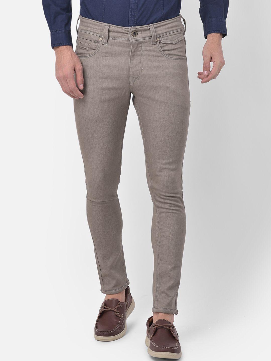 canary london men taupe tapered fit low-rise jeans