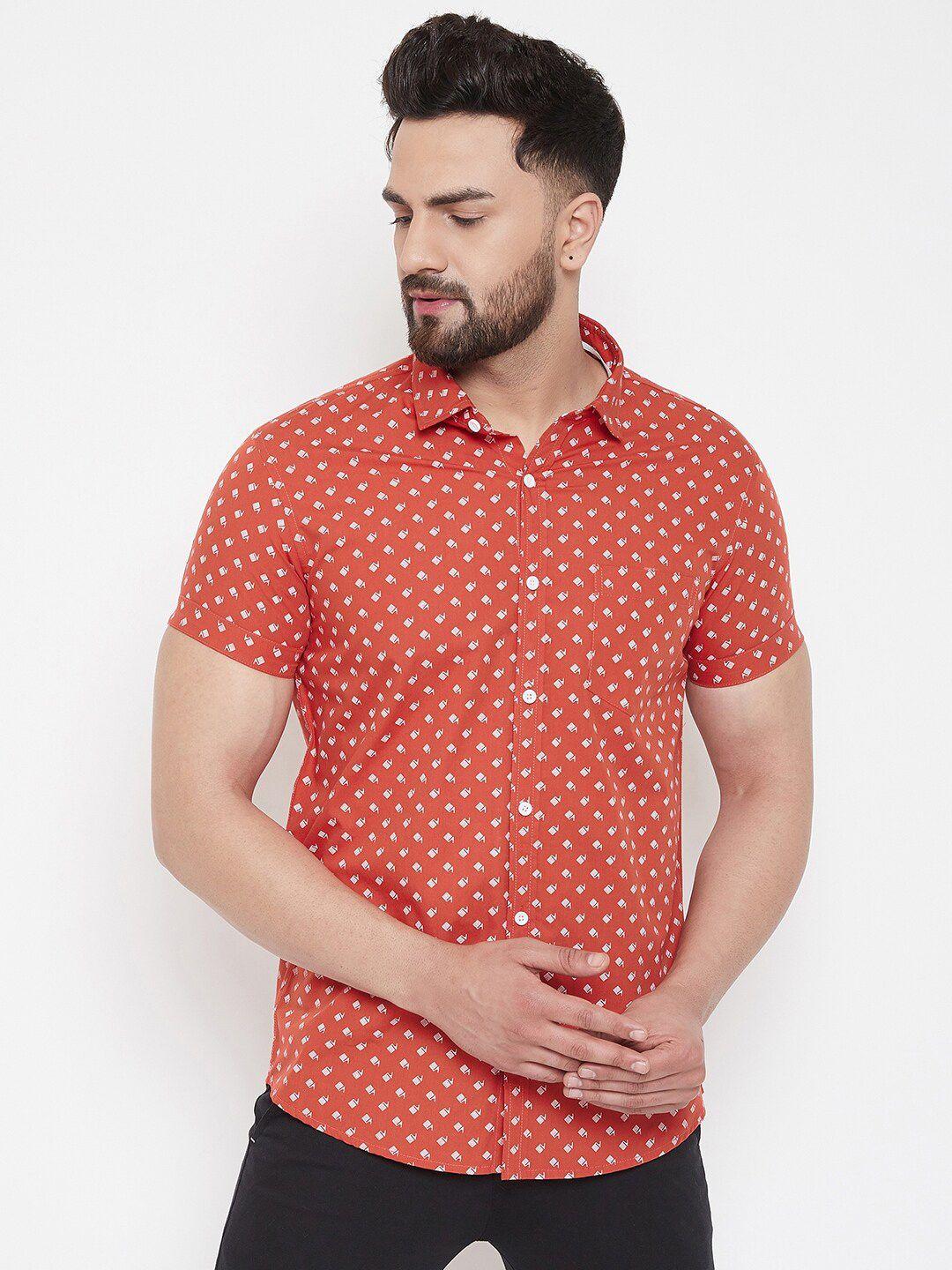 canary london smart slim fit geometric printed casual cotton shirt