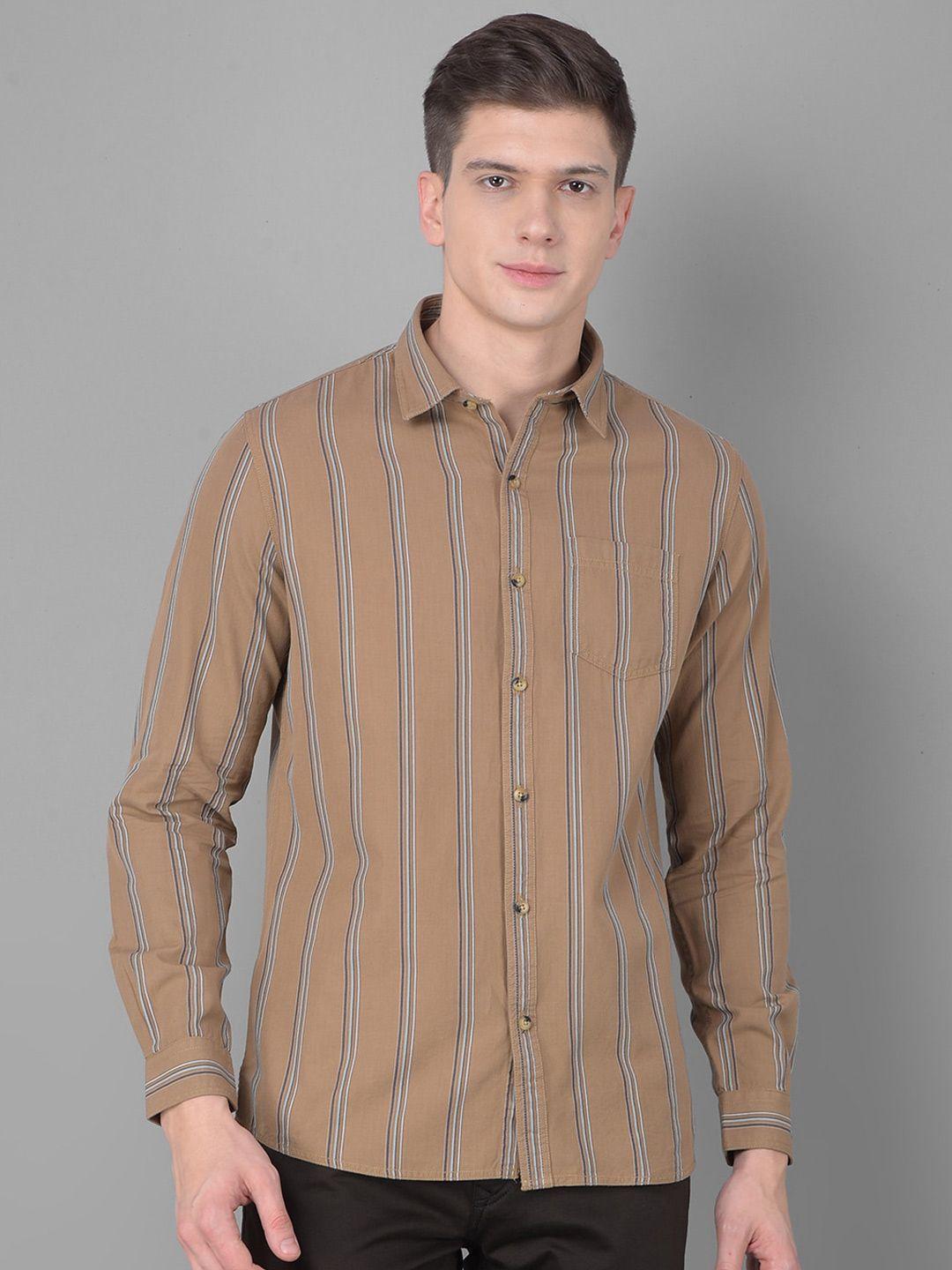 canary london smart slim fit opaque striped cotton casual shirt