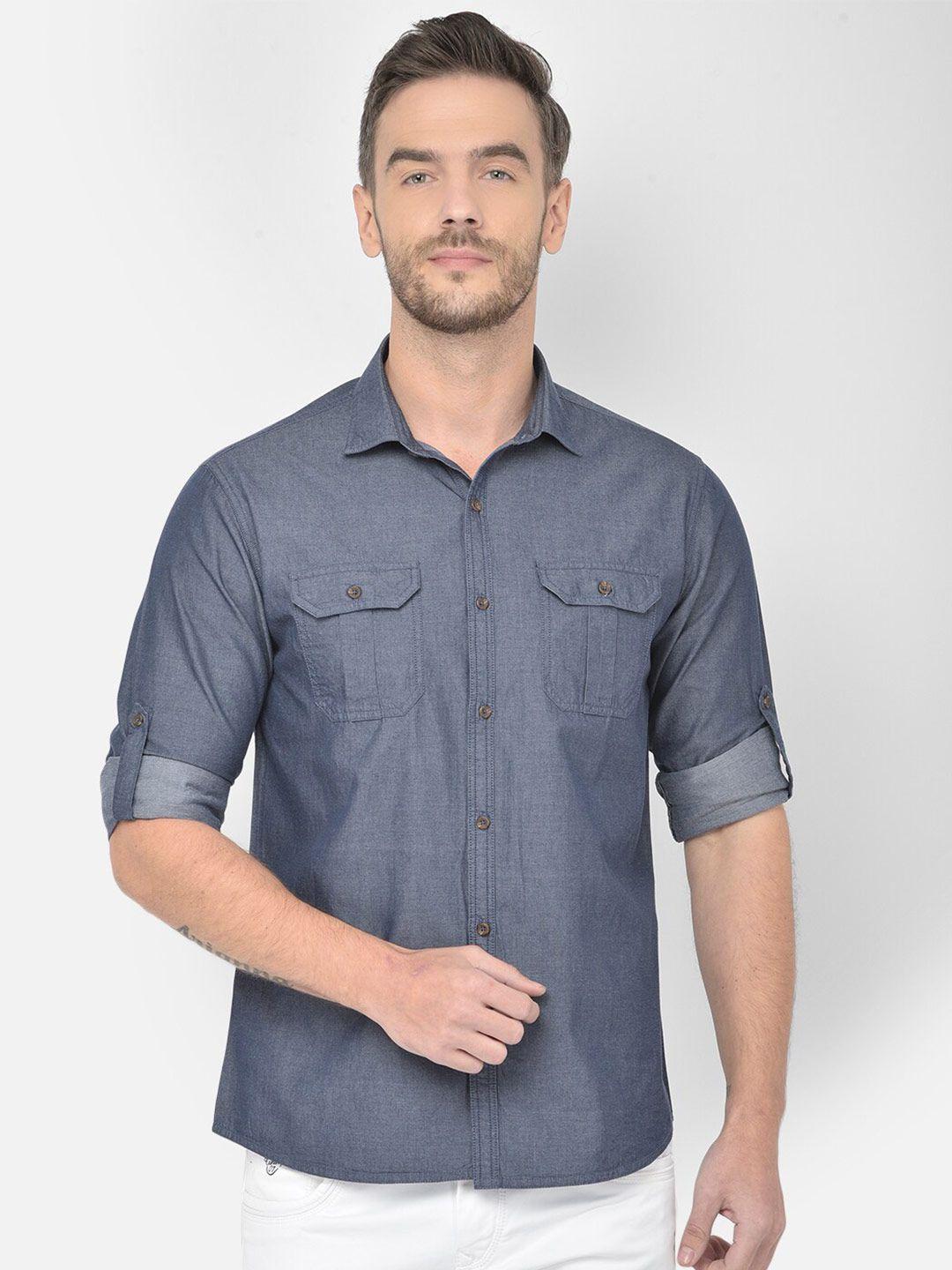 canary london spread collar slim fit cotton casual shirt