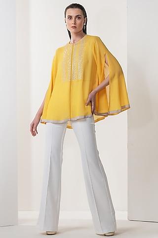 canary yellow georgette embellished tunic