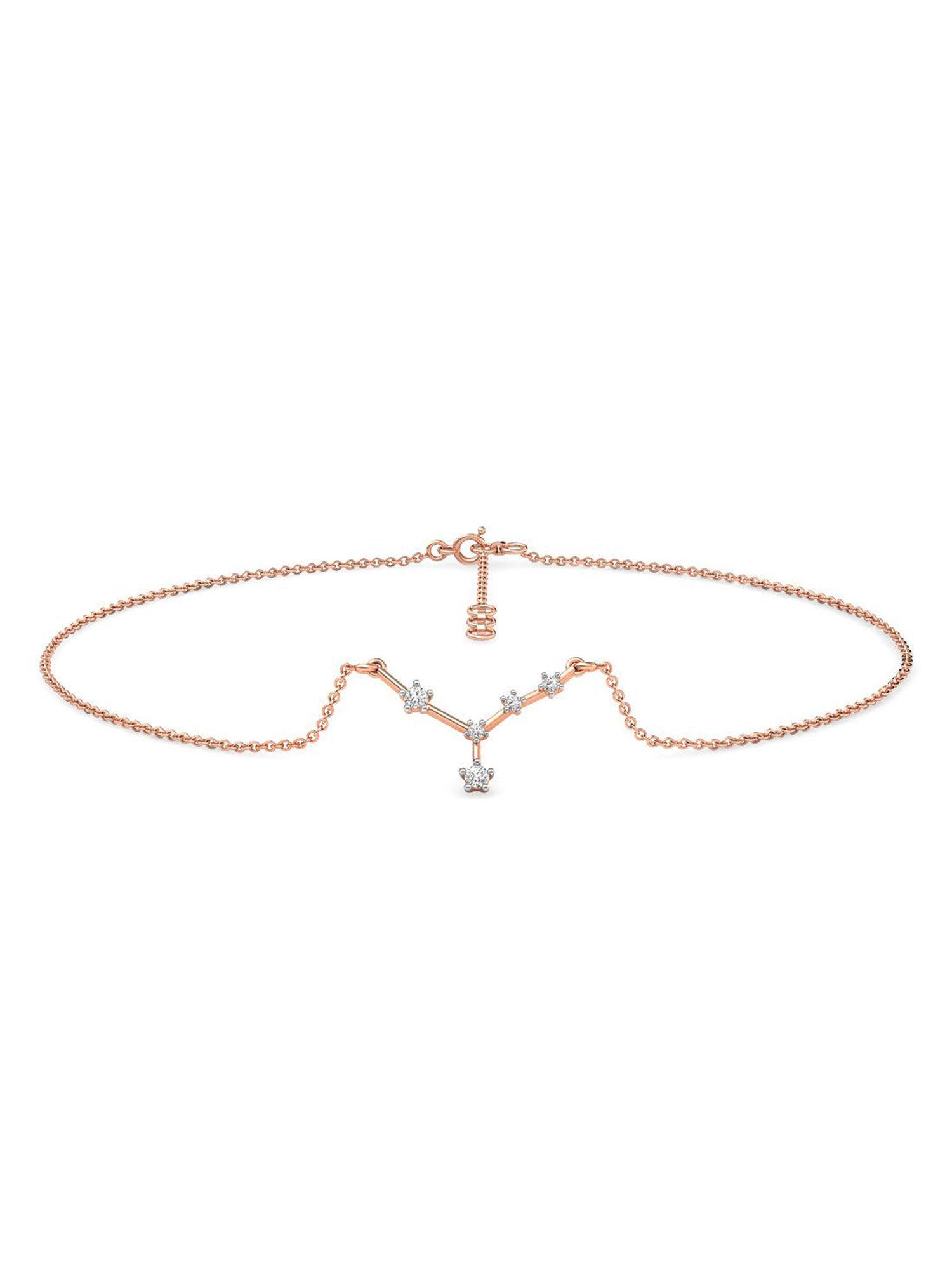 cancer 14k rose gold and diamond anklet for women