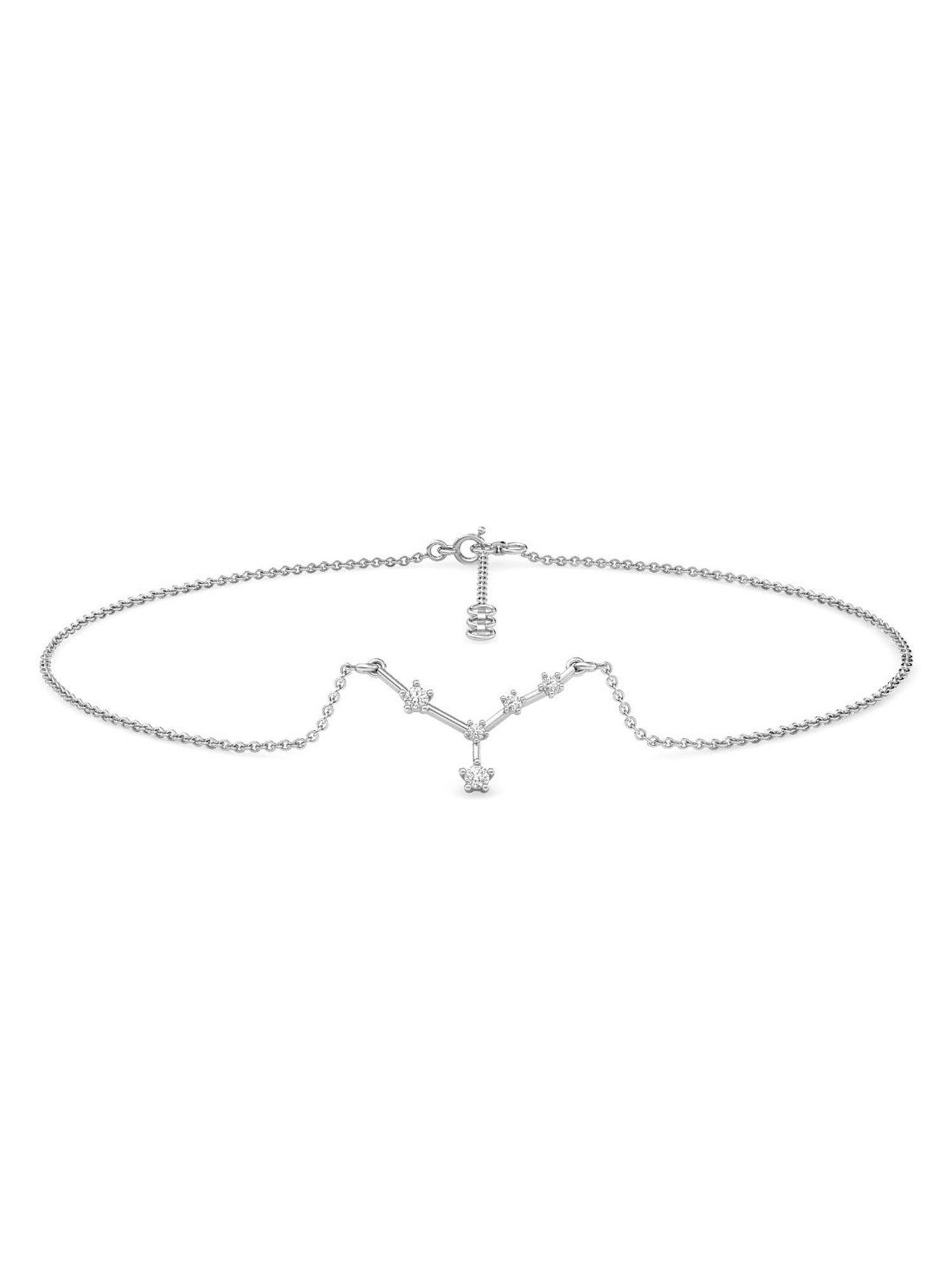 cancer 14k white gold and diamond anklet for women