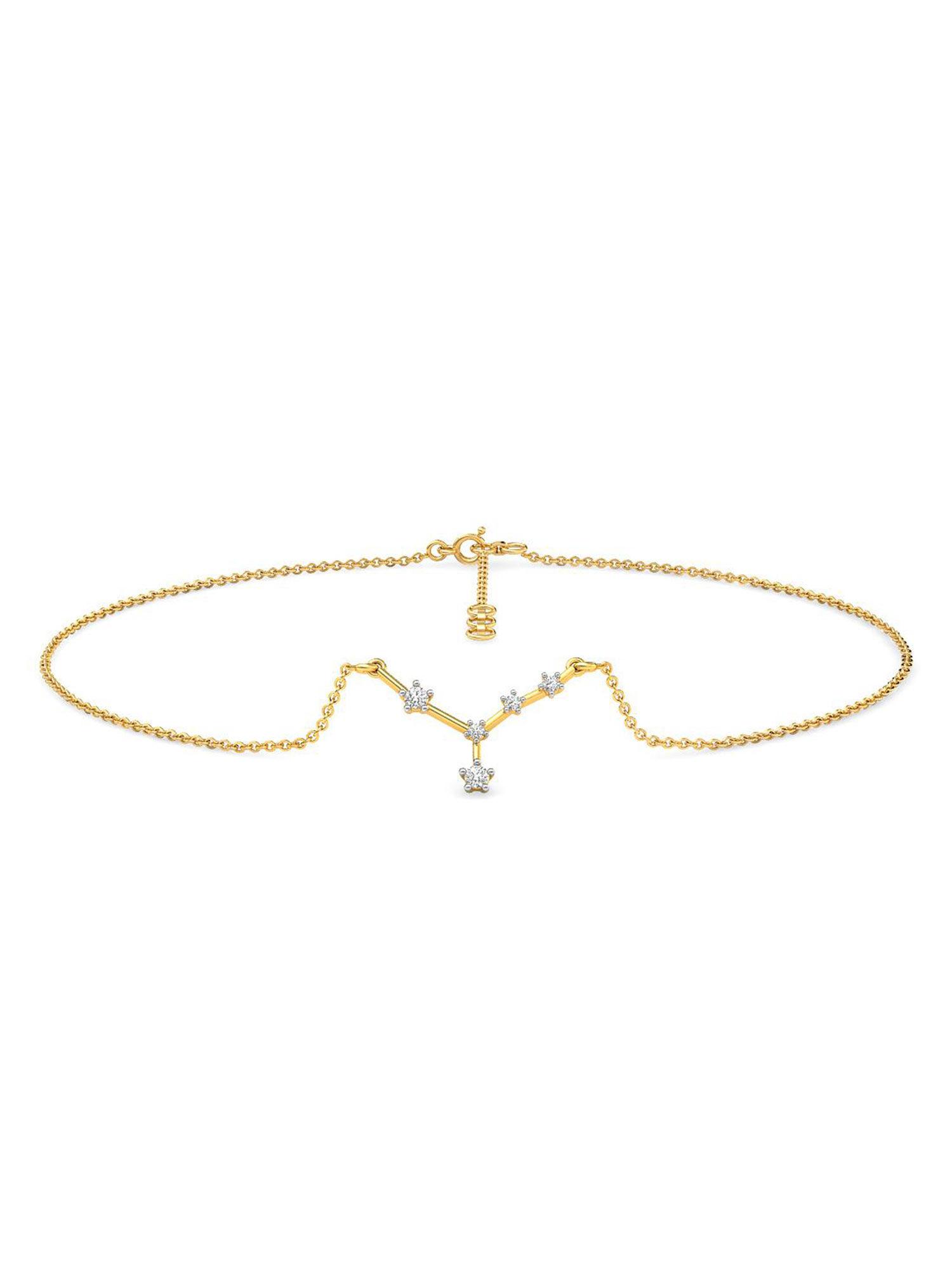cancer 18k yellow gold and diamond anklet for women