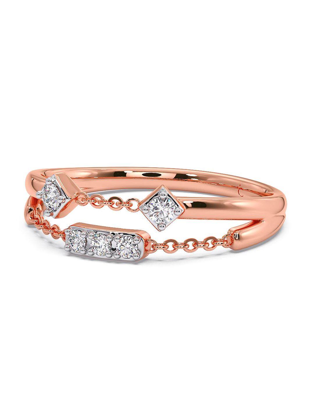 candere a kalyan jewellers company 14kt cz-studded rose gold ring- 2.05 gm