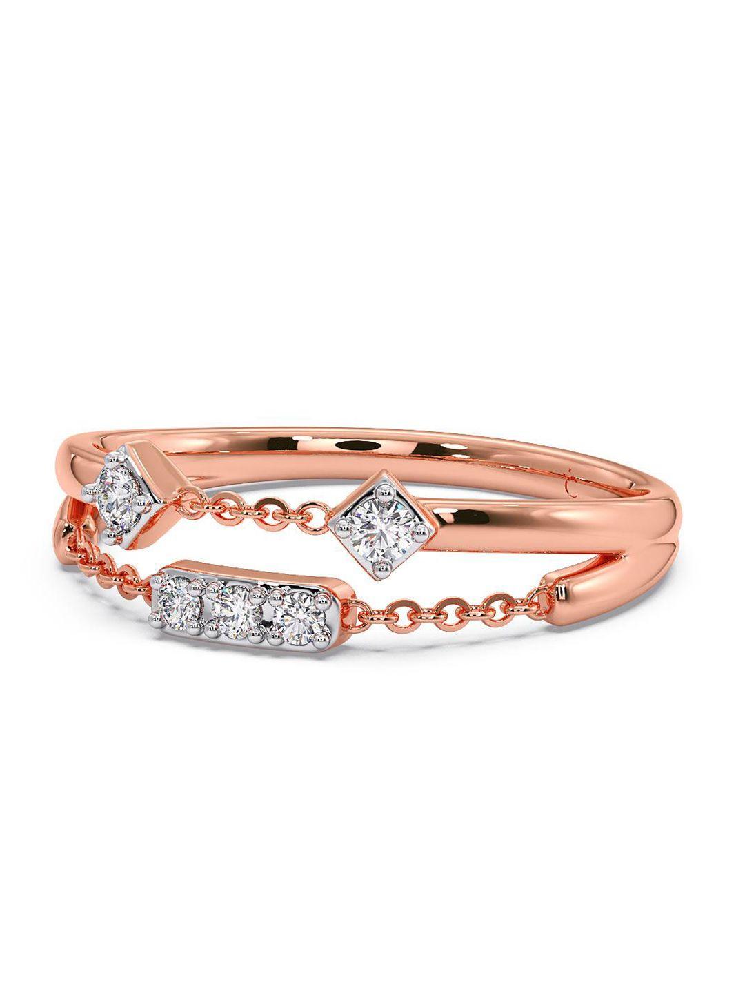 candere a kalyan jewellers company 14kt cz-studded rose gold ring- 2.49 gm