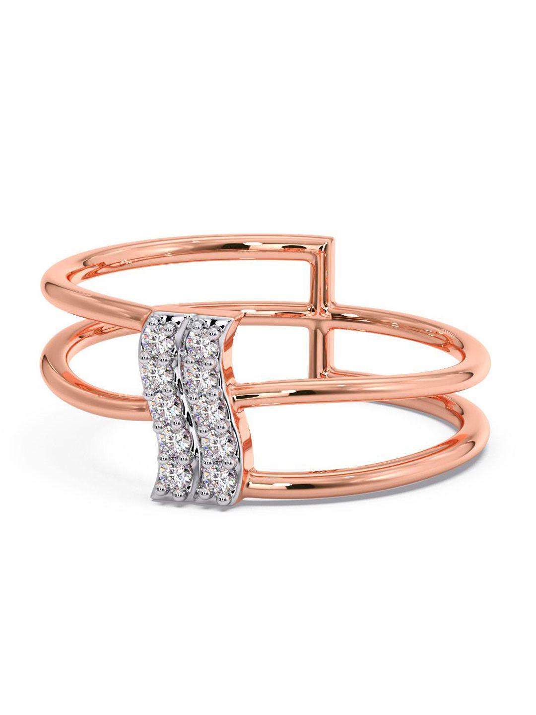 candere a kalyan jewellers company 14kt rose gold diamond finger ring-1.74gm