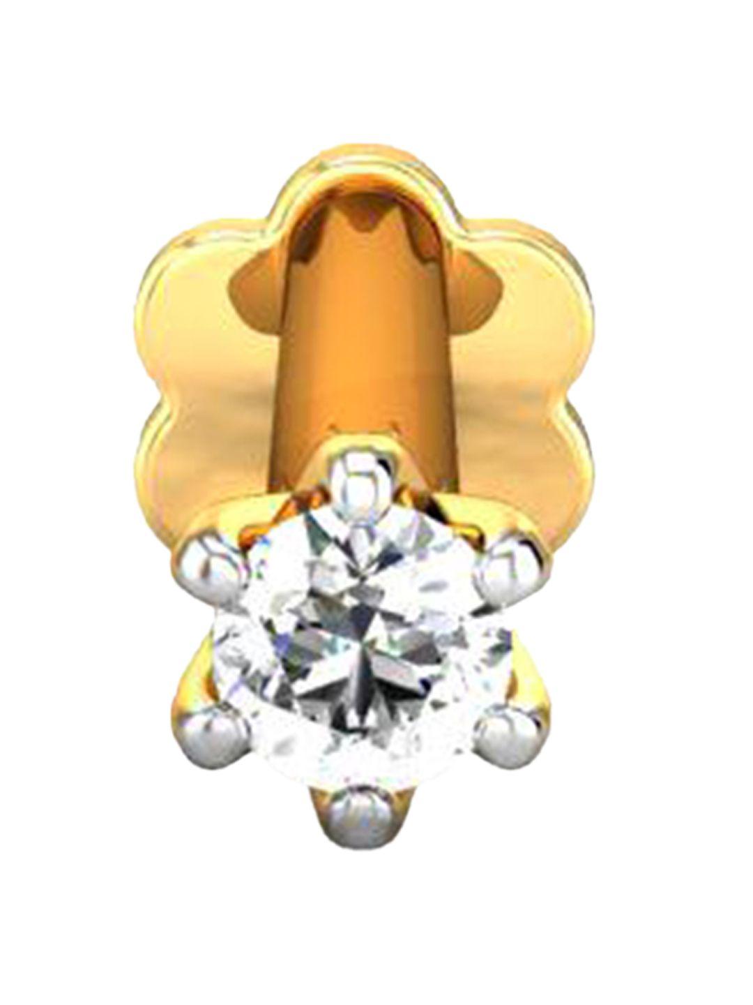 candere a kalyan jewellers company 18kt gold  diamond studded nosepin- 0.27 gm