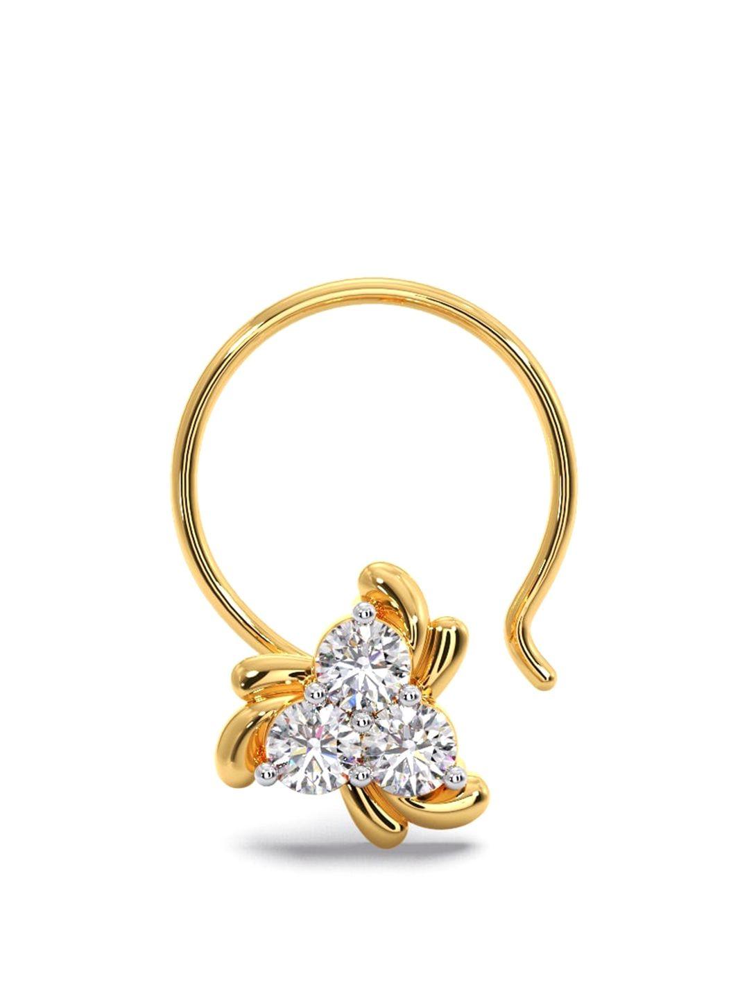 candere a kalyan jewellers company 18kt gold diamond studded nosepin-0.4gm