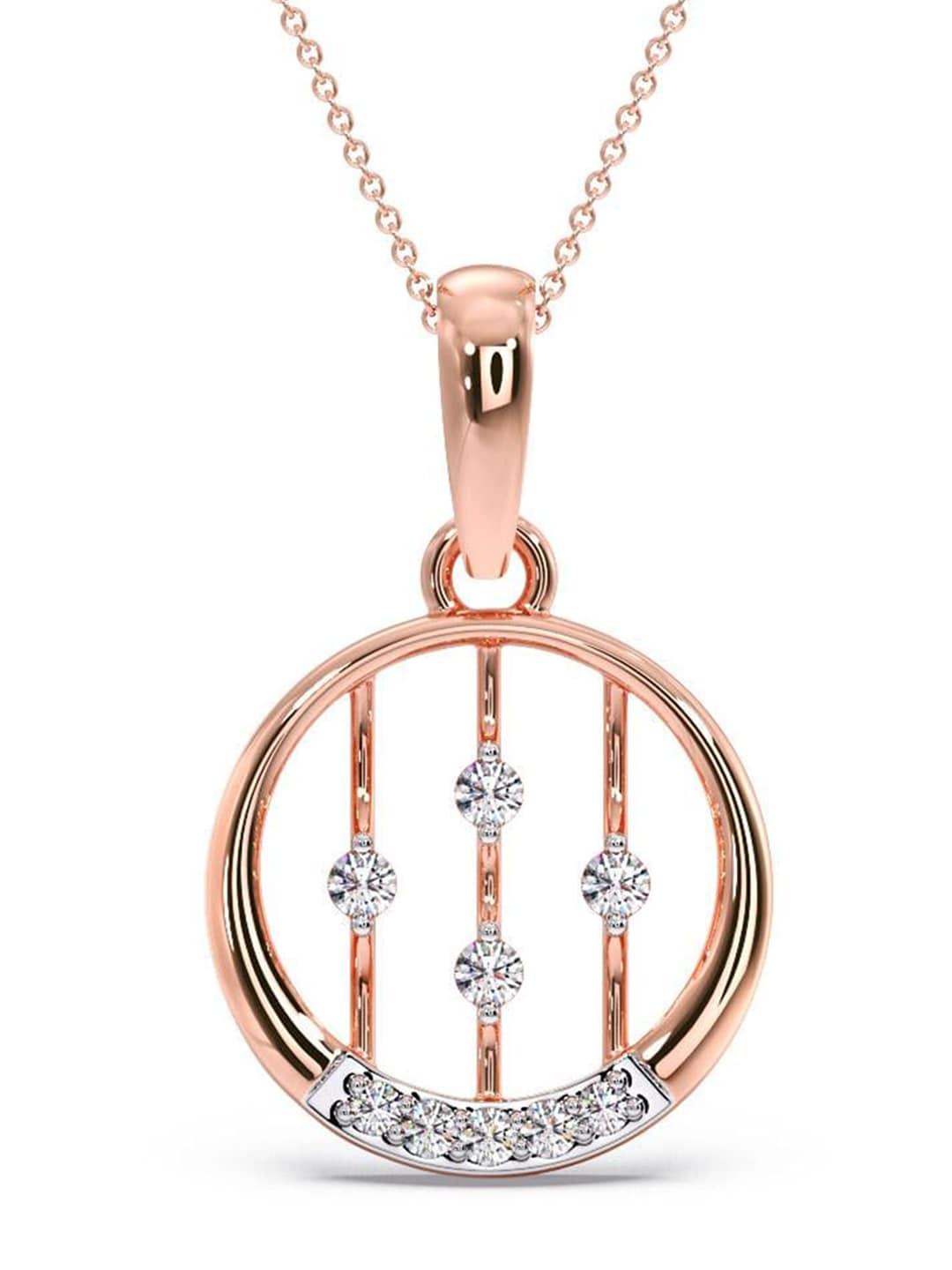 candere a kalyan jewellers company 18kt rose gold diamond-studded pendant - 0.7 gm