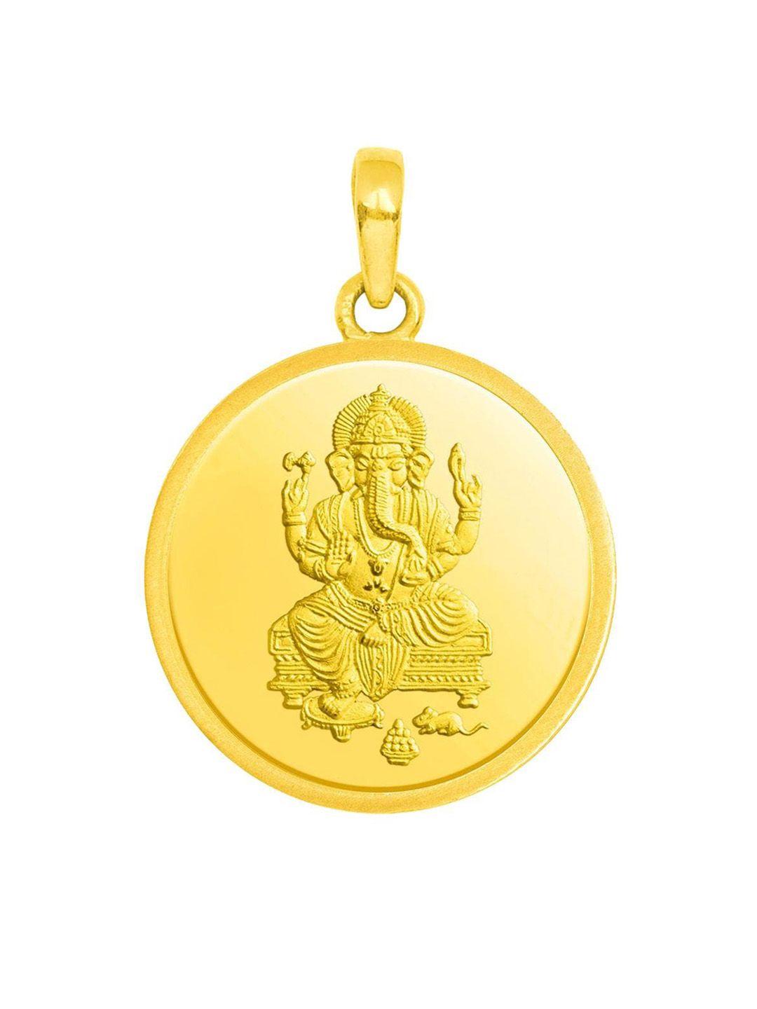 candere a kalyan jewellers company 24 kt gold ganesh coin pendant- 1 gm