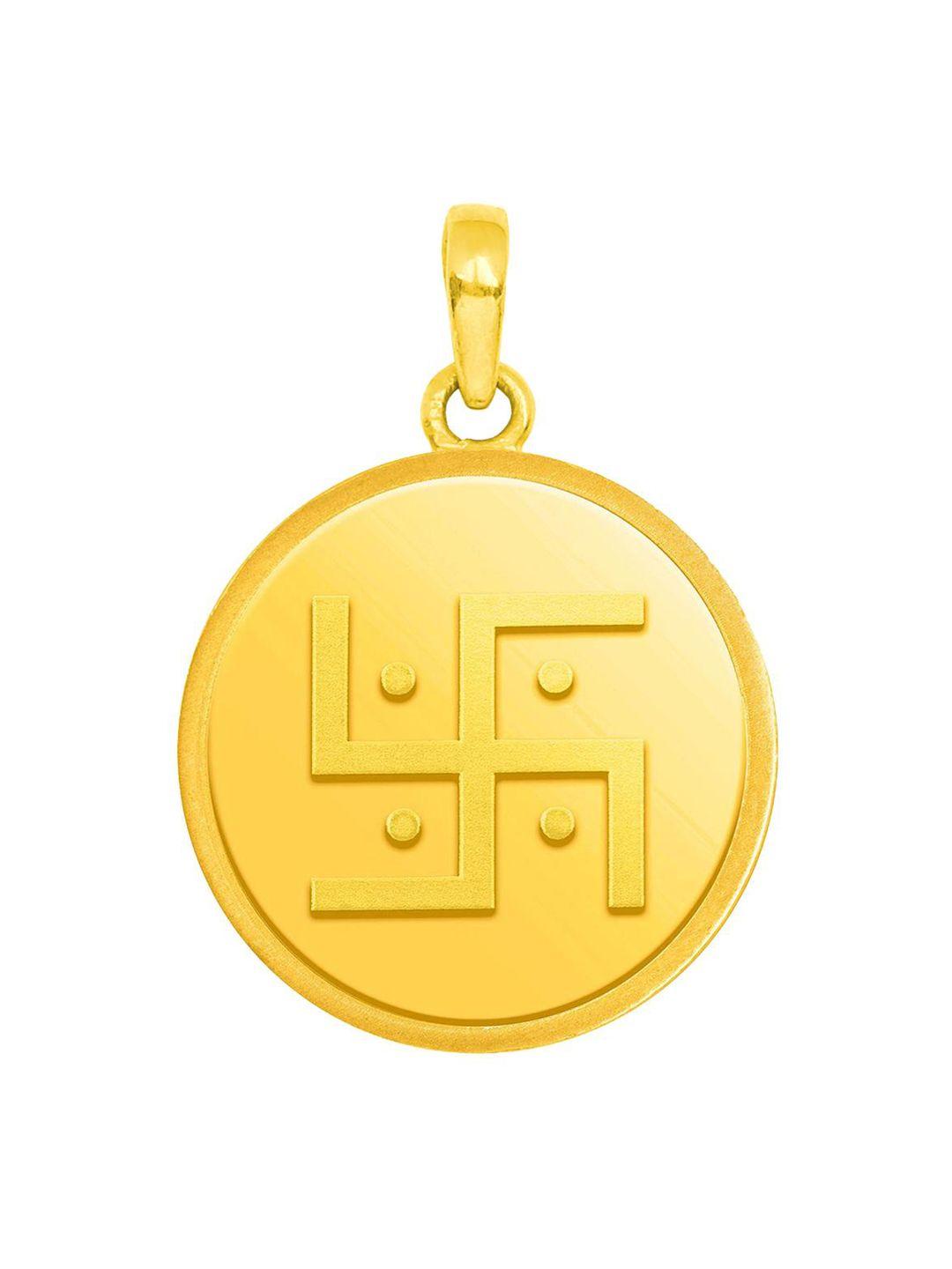 candere a kalyan jewellers company 24 kt gold swastik coin pendant- 1 g