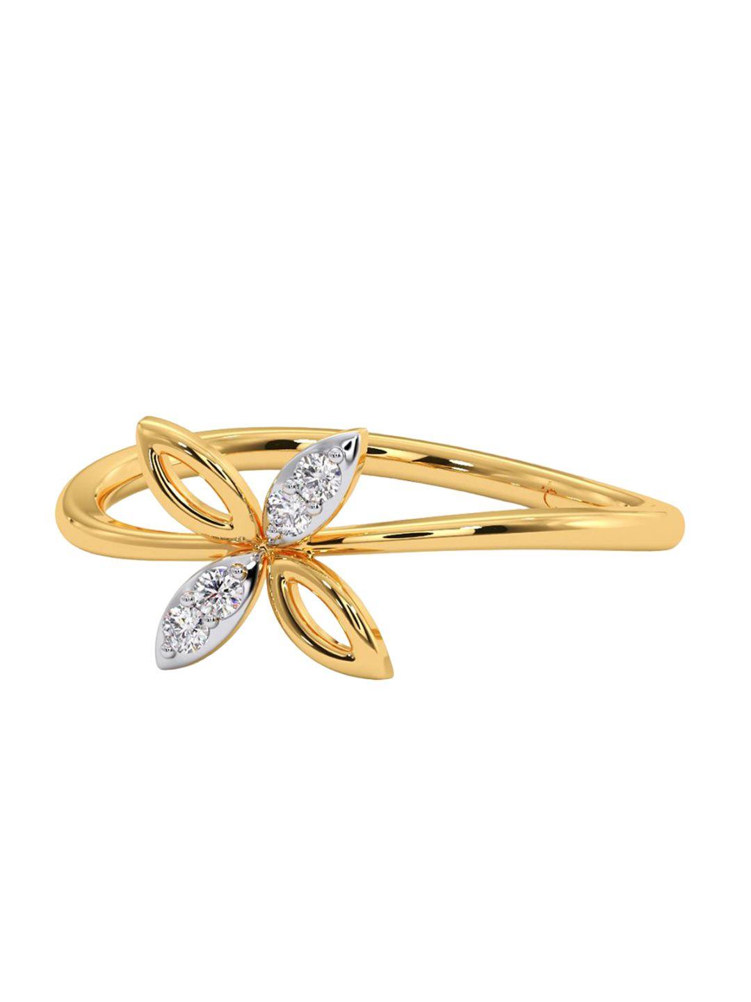 candere a kalyan jewellers company diamond-studded 14kt gold ring