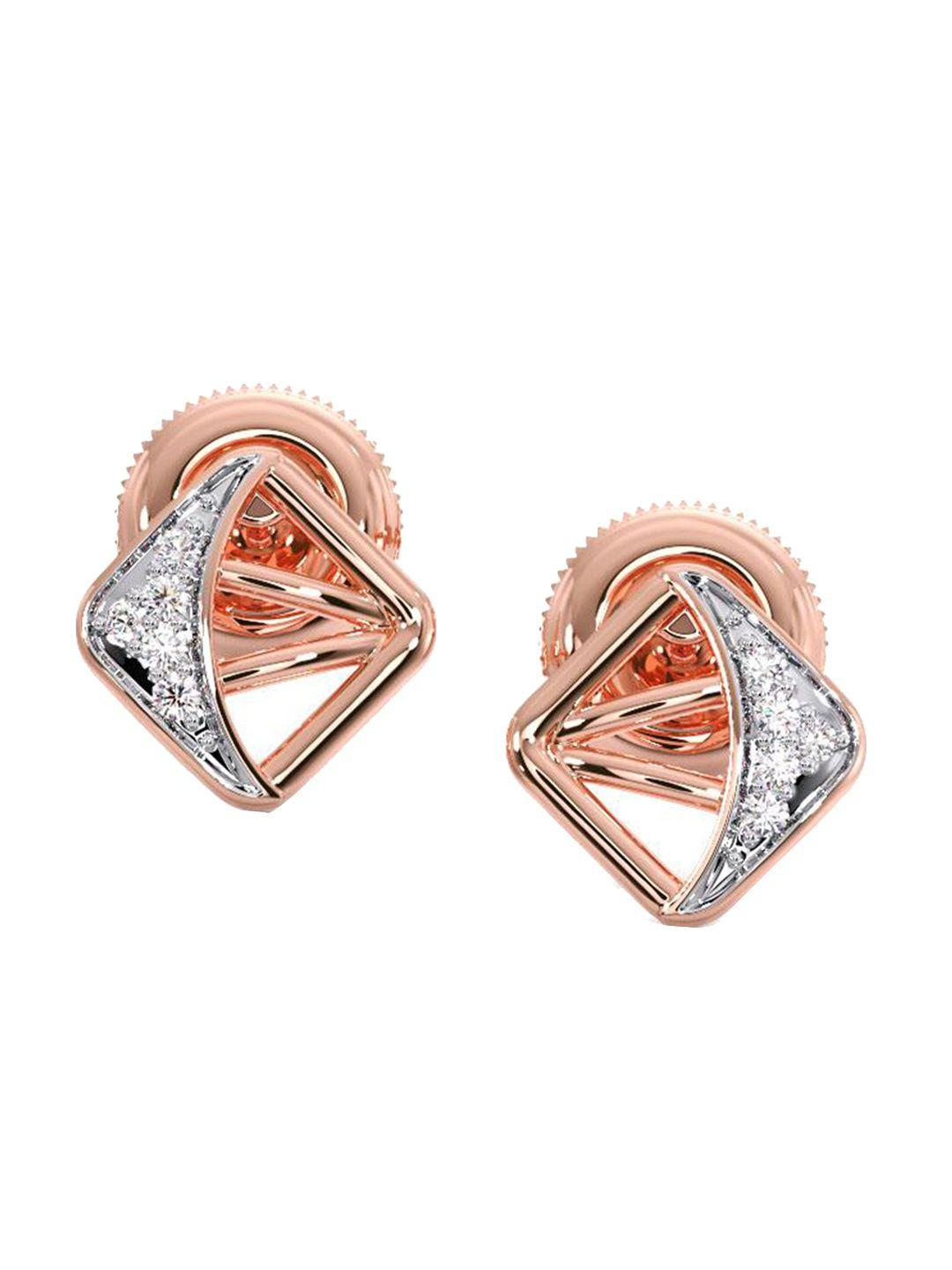 candere a kalyan jewellers company diamond-studded 14kt rose gold stud earrings - 0.6 gm