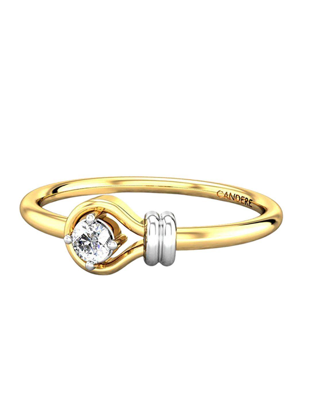 candere a kalyan jewellers company diamond-studded 18kt gold ring