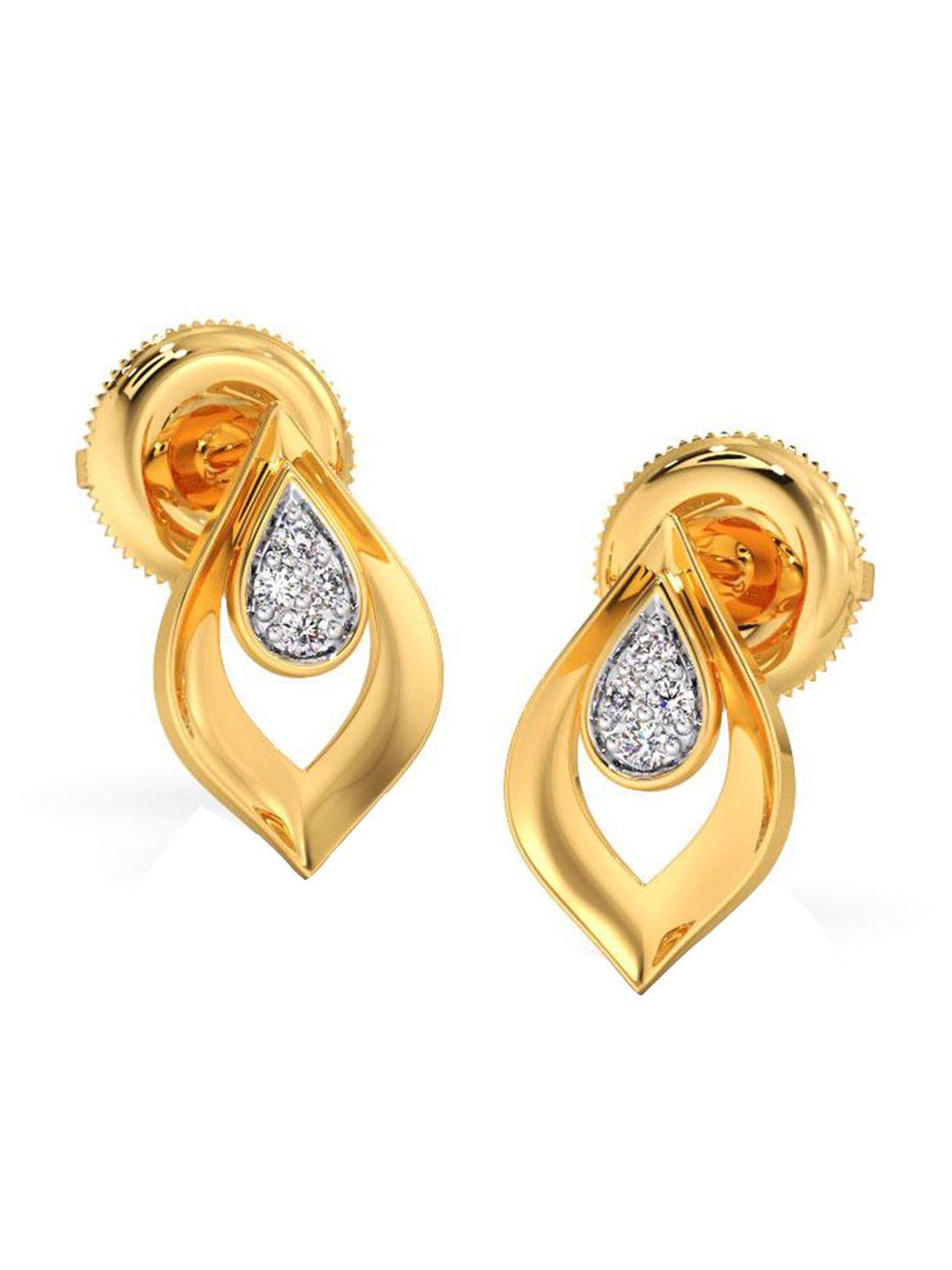candere a kalyan jewellers company diamond-studded 18kt gold stud earrings - 0.71 gm