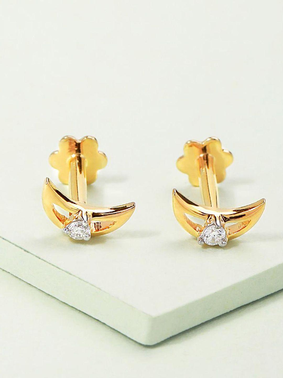 candere a kalyan jewellers company diamond-studded 18kt gold stud earrings - 0.75 gm