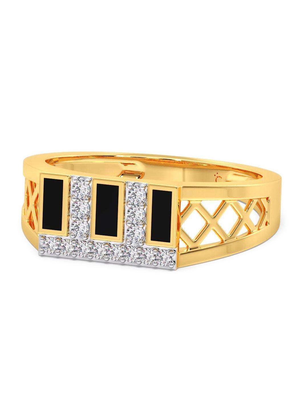 candere a kalyan jewellers company men 14kt gold diamond ring-3.84gm