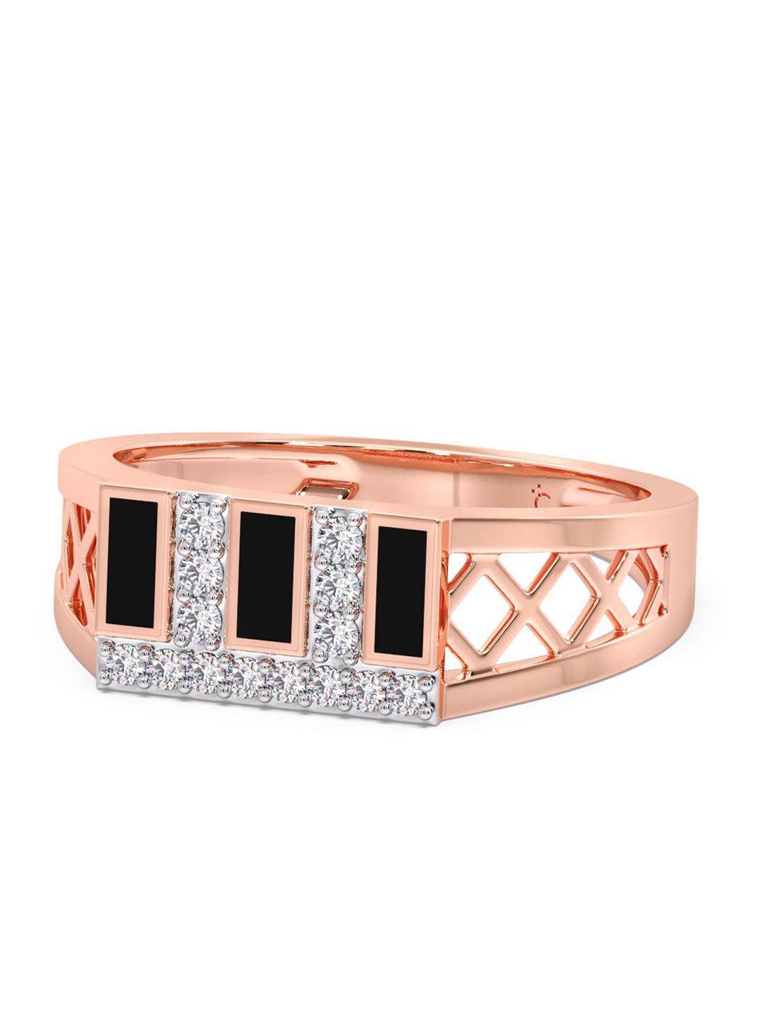 candere a kalyan jewellers company men 14kt rose gold diamond-studded ring - 3.96 gm
