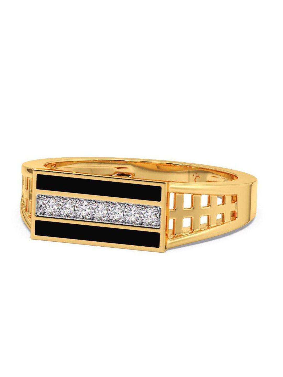 candere a kalyan jewellers company men diamond-studded 14kt gold ring- 4 gm