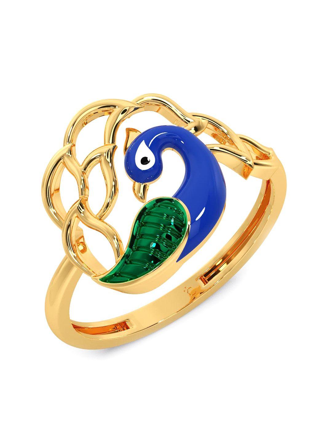 candere a kalyan jewellers company peacock 14kt bis hallmark gold ring-1.93gm