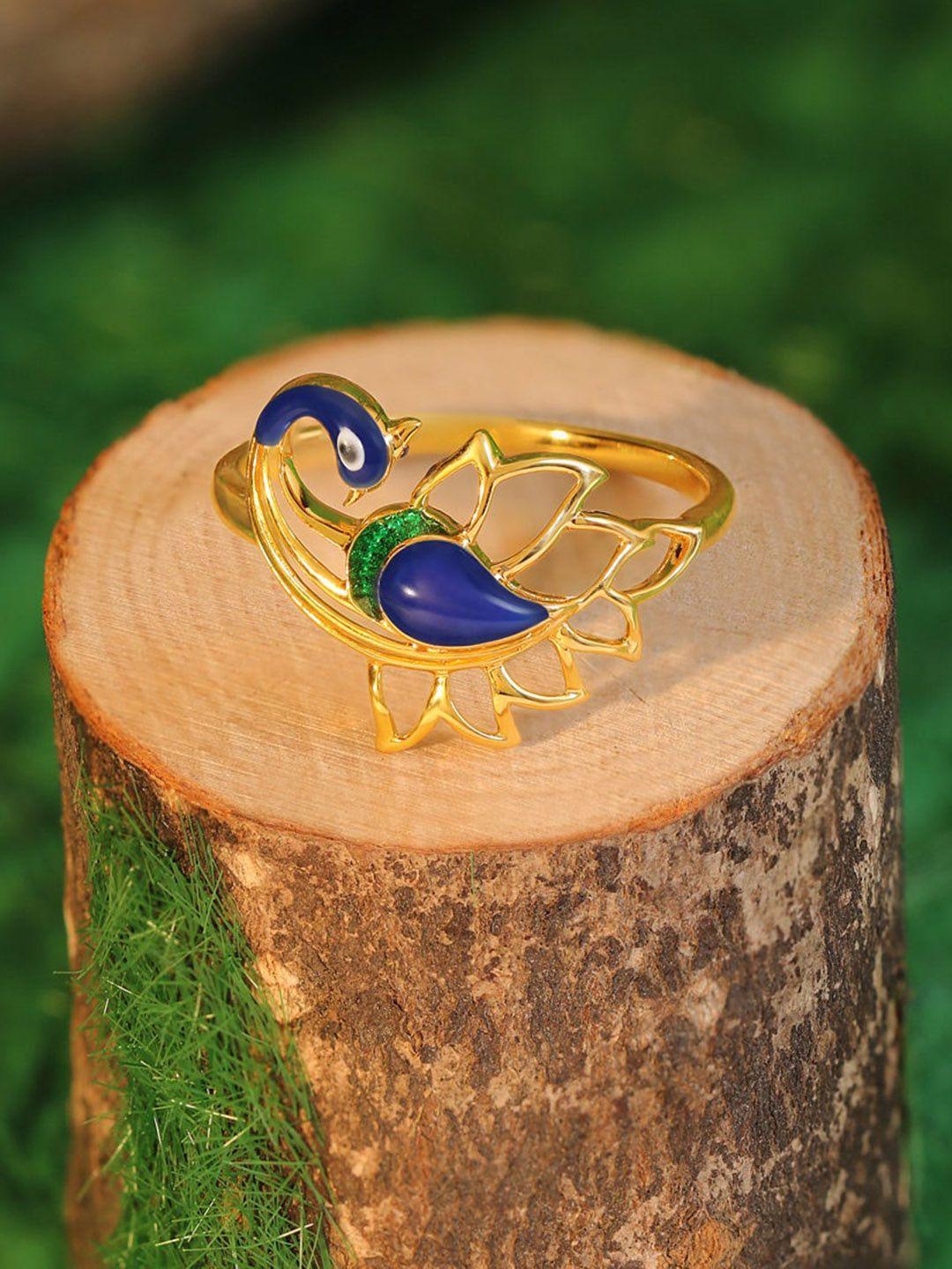 candere a kalyan jewellers company peacock 14kt bis hallmark gold ring-1.94gm