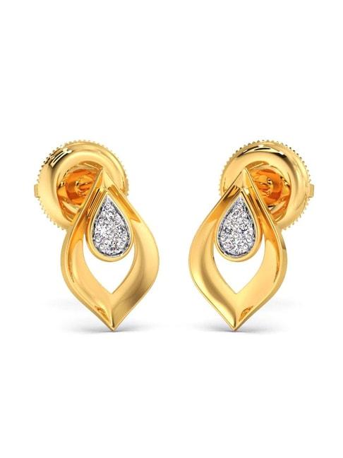 candere by kalyan jewellers 14k yellow gold & diamond stud earrings for women