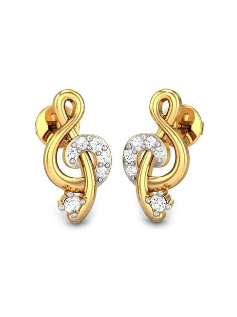 candere by kalyan jewellers 18k bis hallmark yellow gold cz stud earrings for women