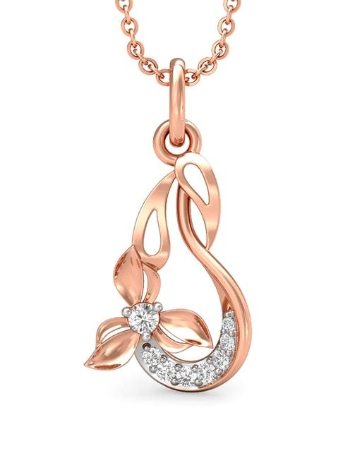 candere by kalyan jewellers 18k rose gold and cubic zirconia pendant