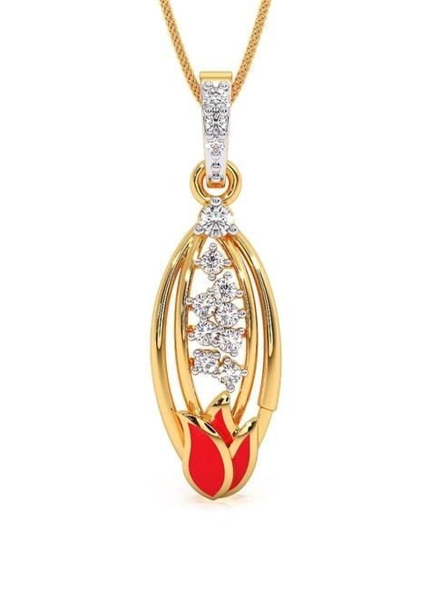 candere by kalyan jewellers 18k yellow gold and cubic zirconia pendant for women
