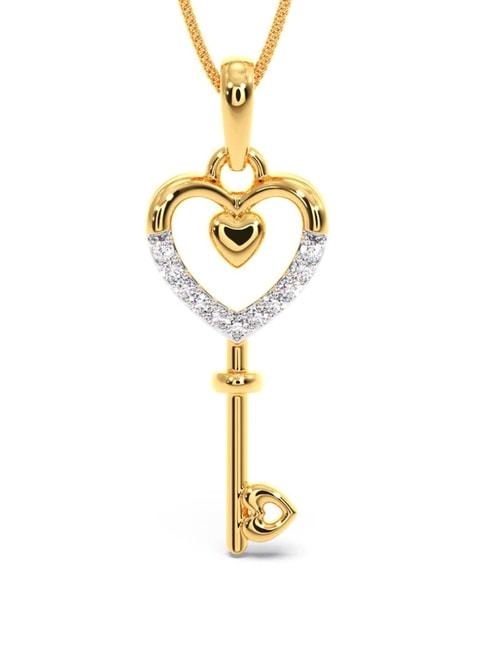 candere by kalyan jewellers 18k yellow gold and cubic zirconia pendant for women