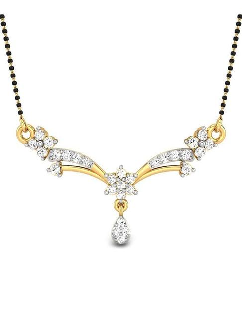 candere by kalyan jewellers 18k yellow gold and cubic zirconia tanmanyas pendant