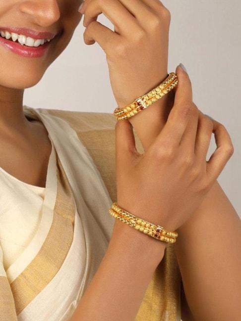 candere by kalyan jewellers 22k gold traditional/wedding tushi bangle for women