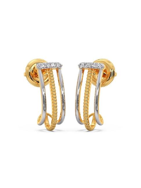 candere by kalyan jewellers peacock collection 18k yellow gold diamond hoop earrings for women