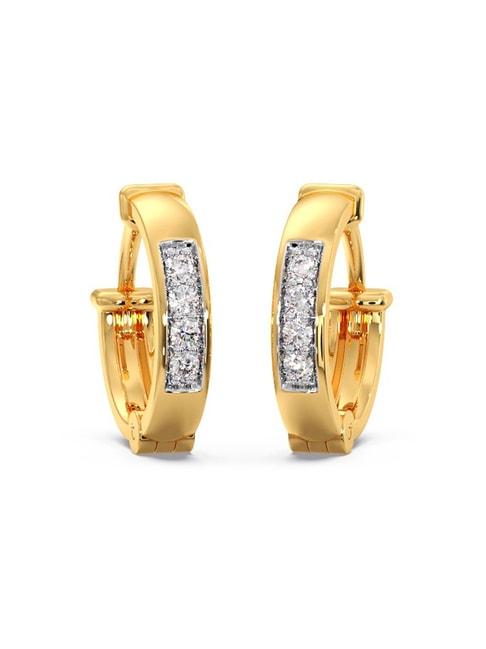 candere by kalyan jewellers stylish 18k yellow gold and diamond hoop earrings