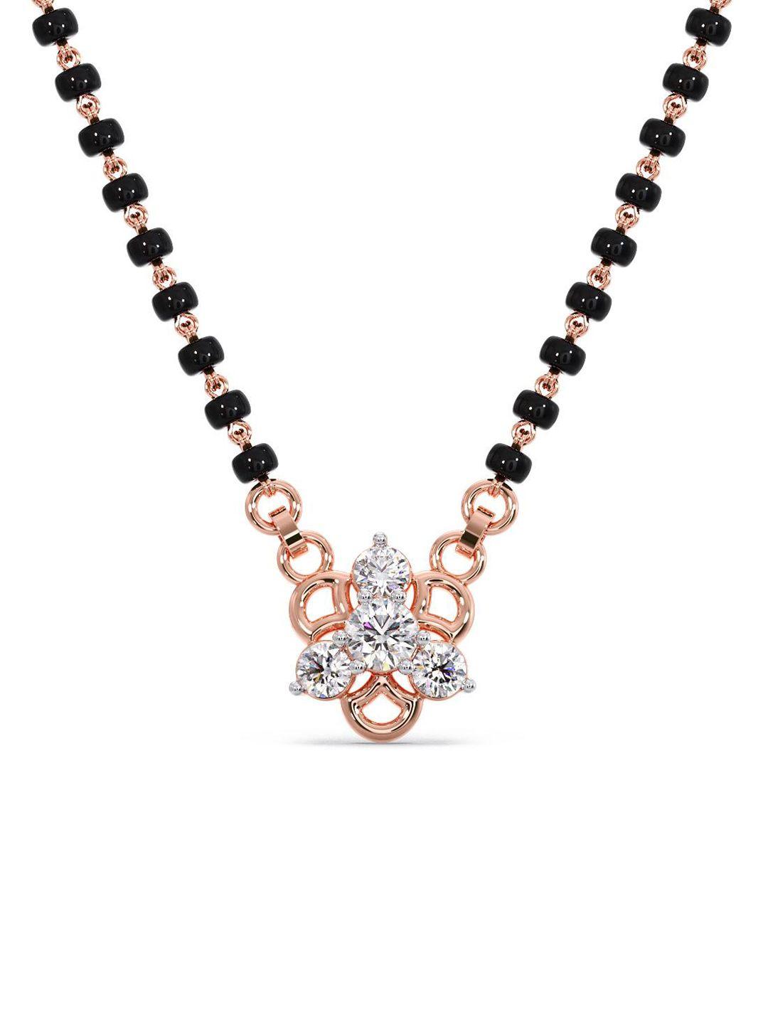 candere a kalyan jewellers company 14k rose gold bis hallmark & cz mangalsutra 2.64 g