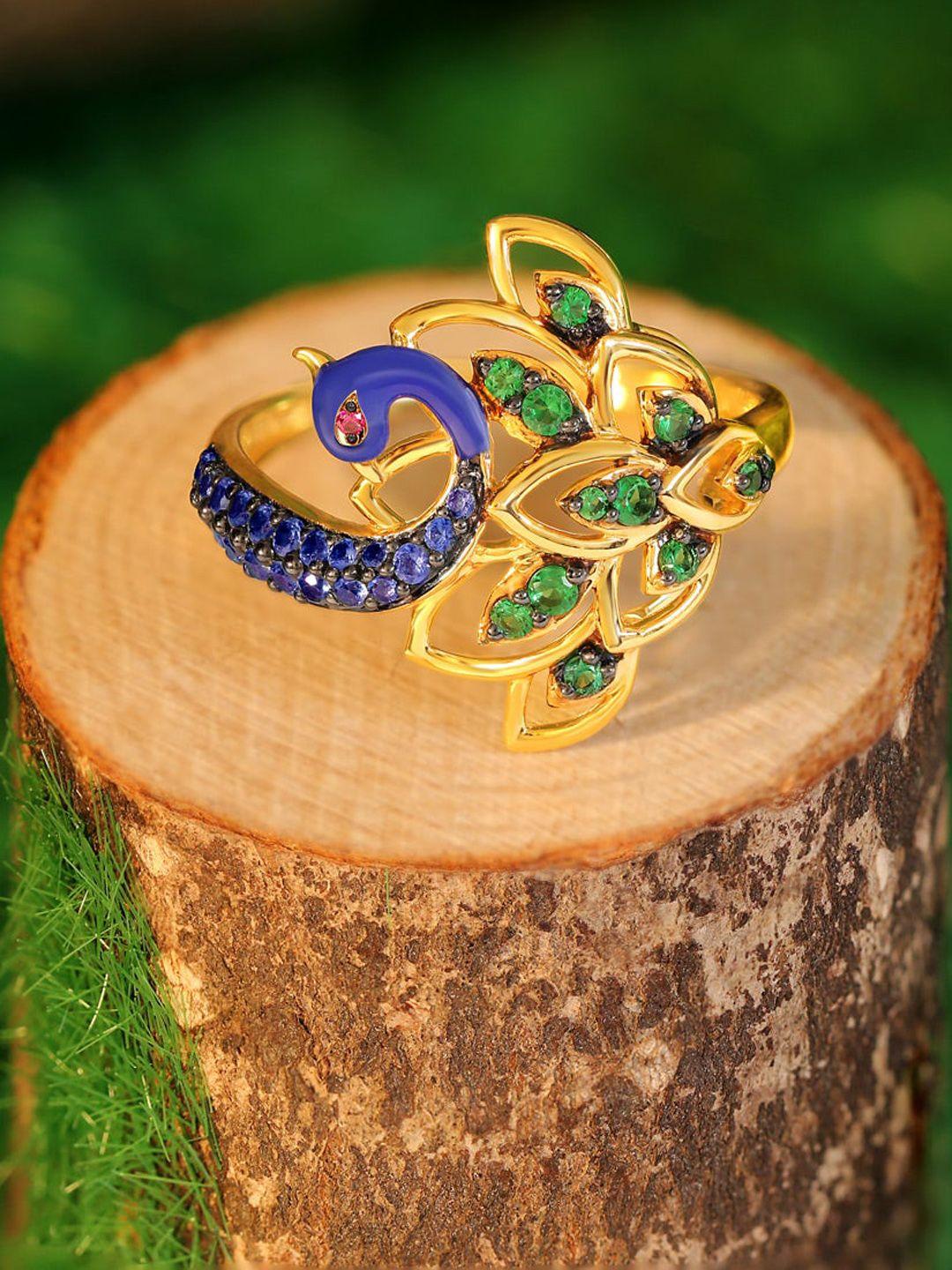 candere a kalyan jewellers company 14kt bis hallmark gold gemstone studded ring-3.25gm