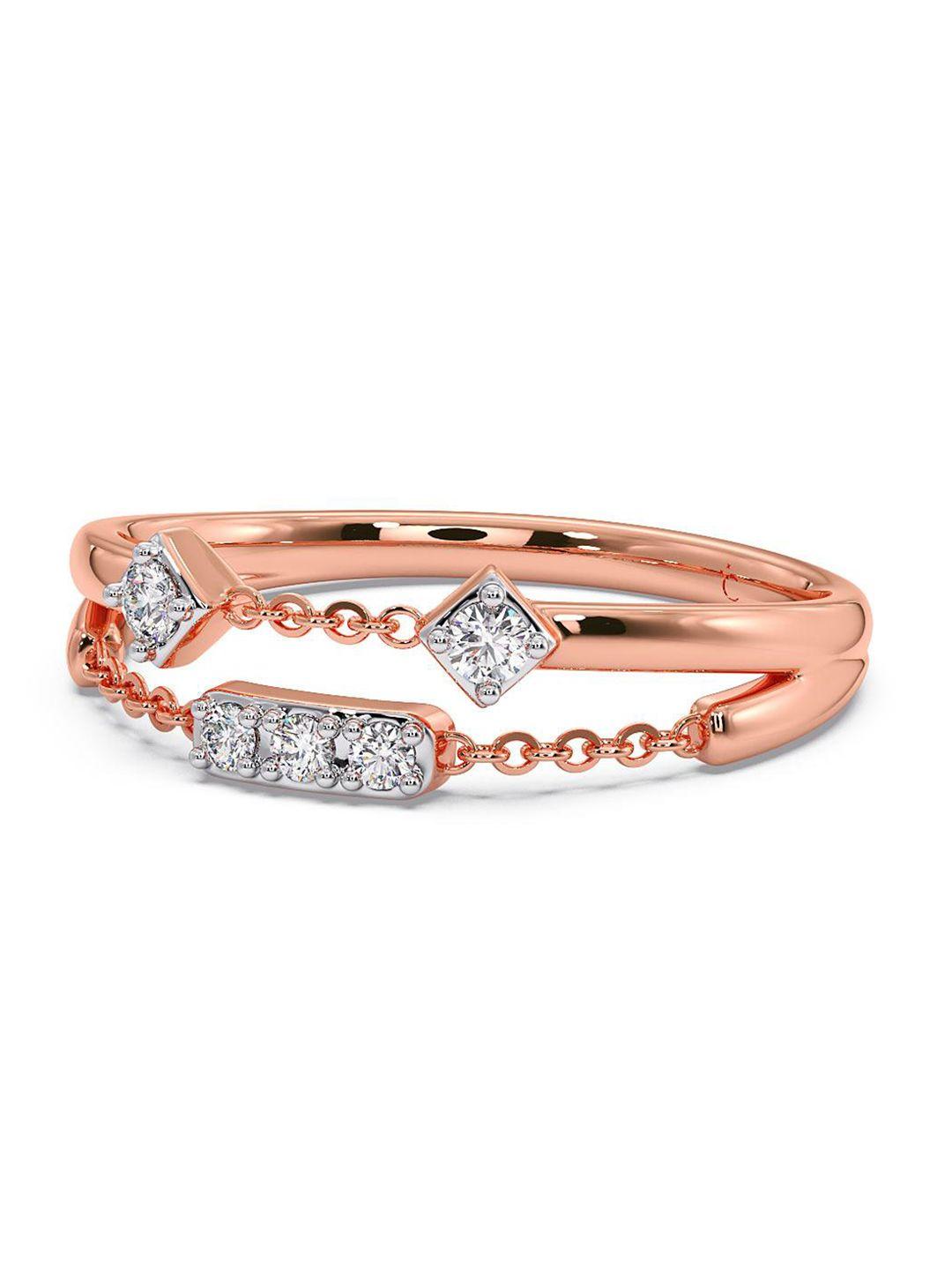 candere a kalyan jewellers company 14kt rose gold diamond finger ring-1.72gm