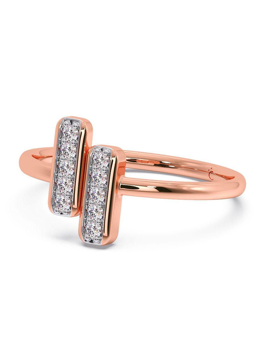 candere a kalyan jewellers company 14kt rose gold diamond finger ring-1.8gm