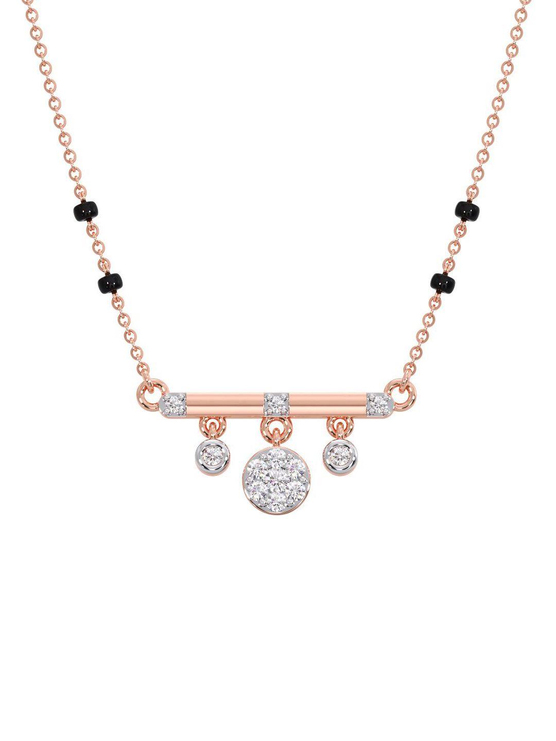 candere a kalyan jewellers company 14kt rose gold diamond-studded mangalsutra-2.72gm