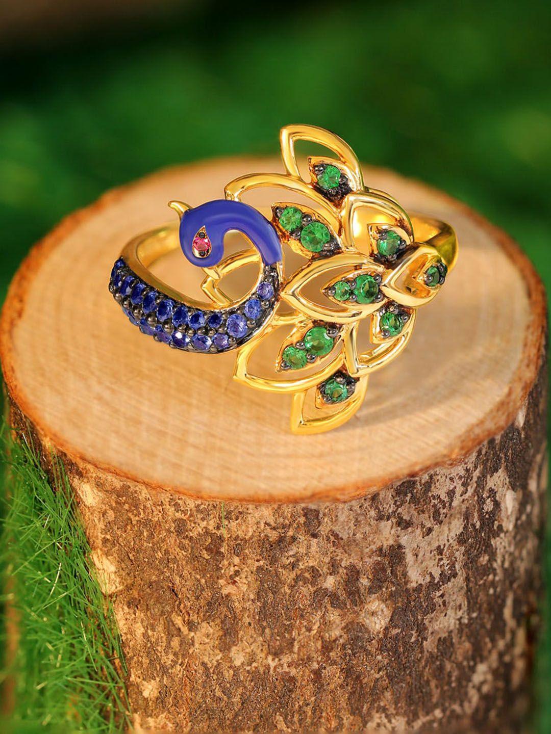 candere a kalyan jewellers company 18kt bis hallmark gold gemstone studded ring-3.62gm