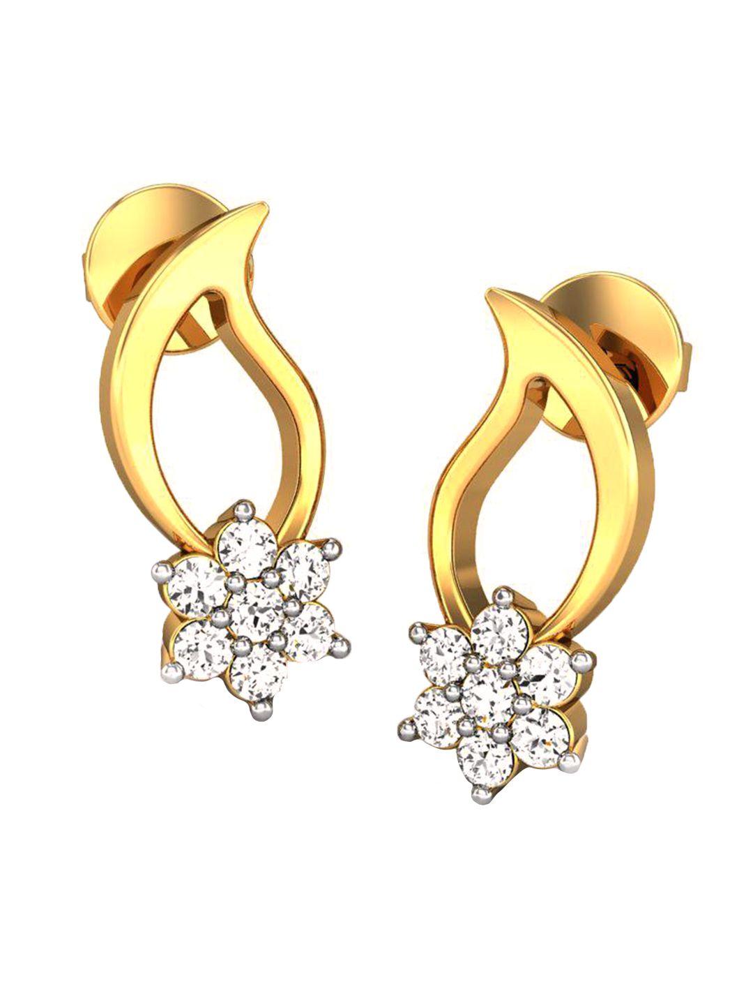 candere a kalyan jewellers company 18kt gold cubic zirconia studded earrings- 2.1gm